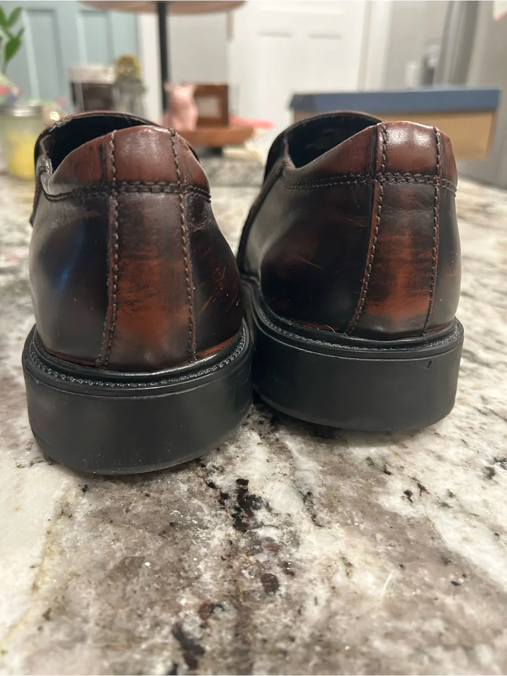 Borelli Men's Brown Leather Slip-On Dress Shoes